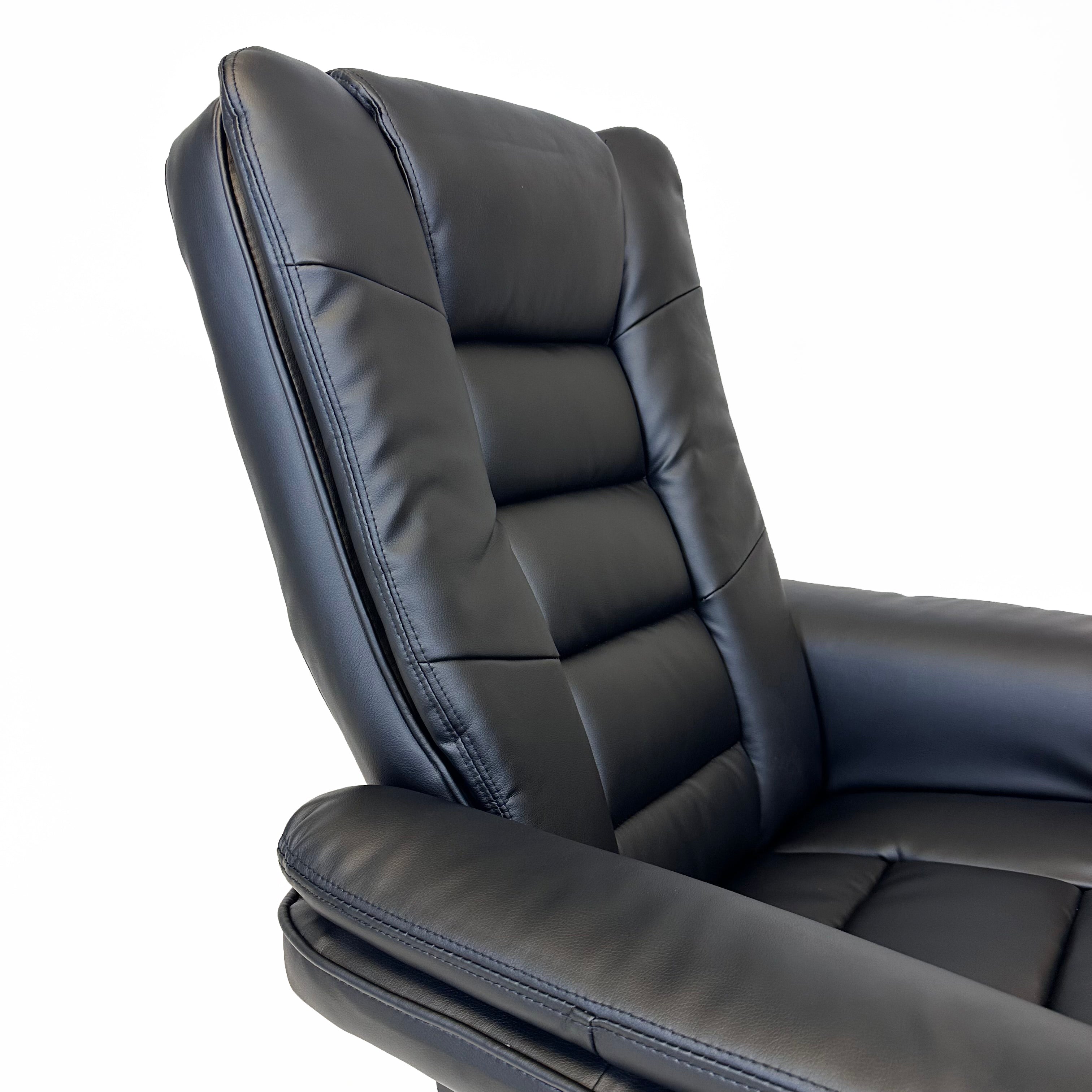Charlton Swivel Recliner & Footstool | Black