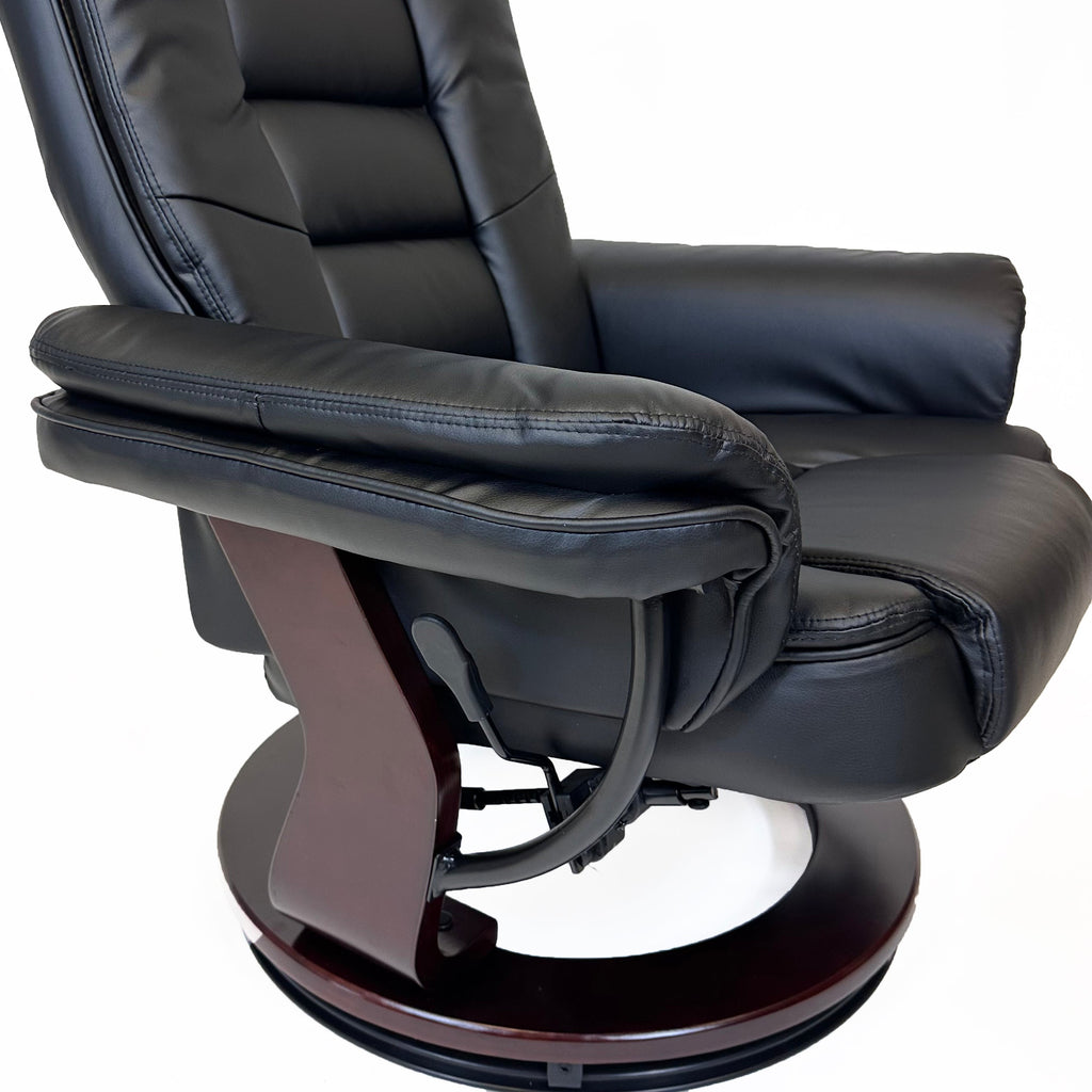 Charlton Swivel Recliner & Footstool | Black