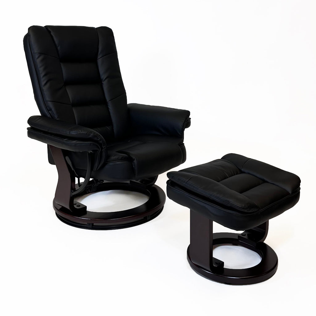 Charlton Swivel Recliner & Footstool | Black