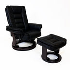 Charlton Swivel Recliner & Footstool | Black