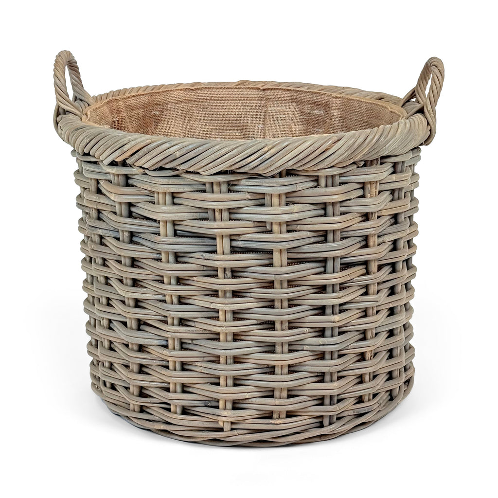 Double Weave Rattan Round Log Basket | Large