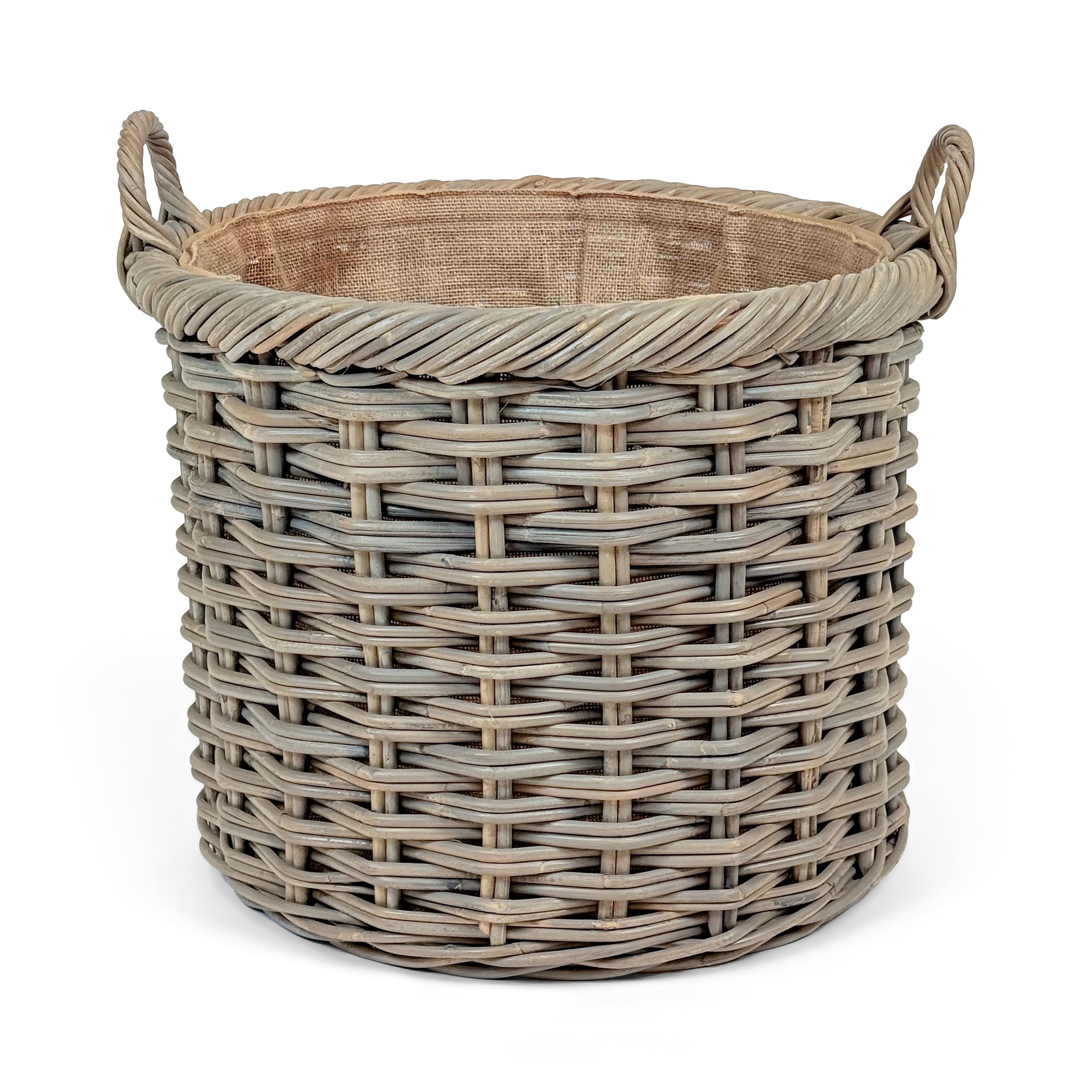 Double Weave Rattan Round Log Basket | Large