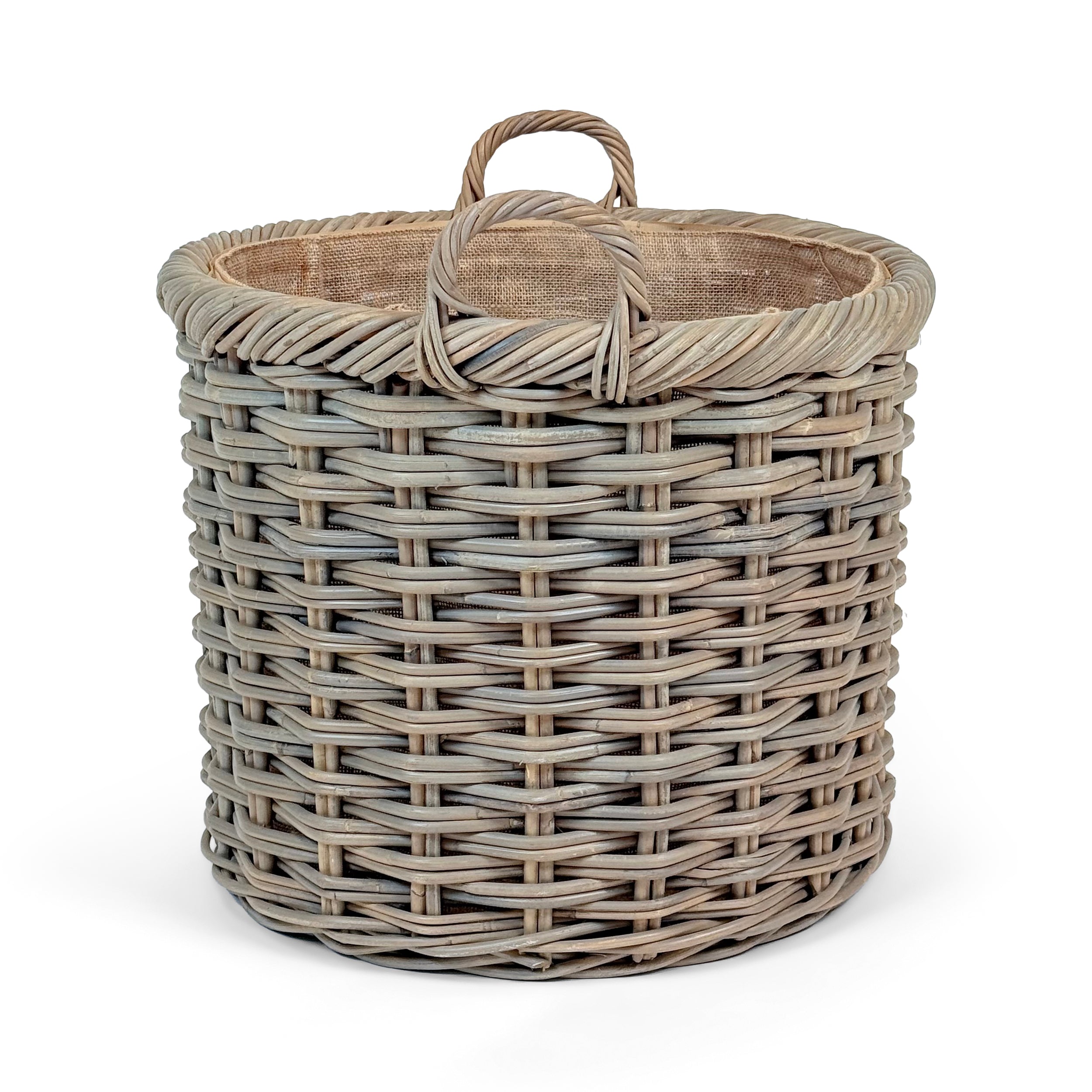 Double Weave Rattan Round Log Basket | Large