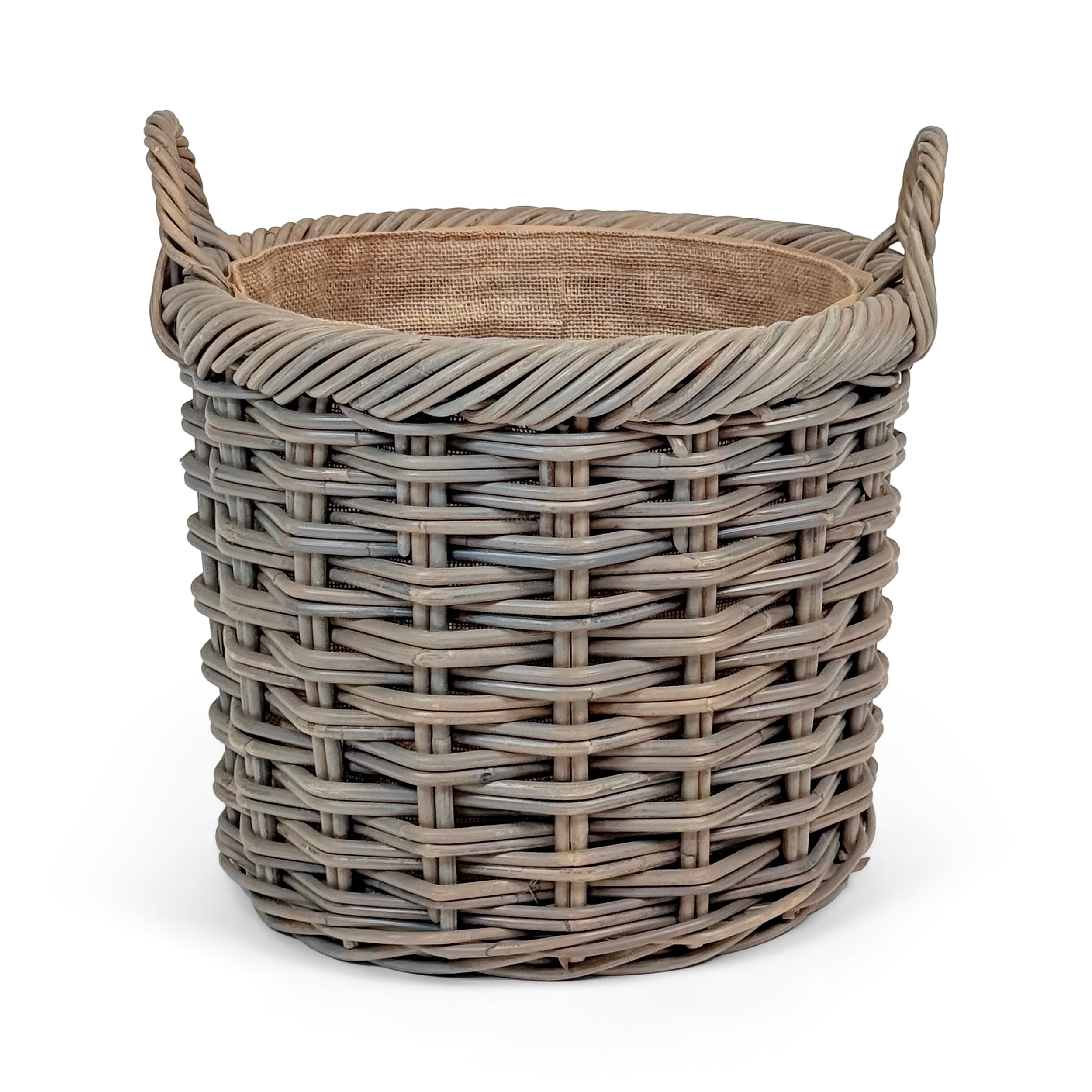 Double Weave Rattan Round Log Basket | Medium