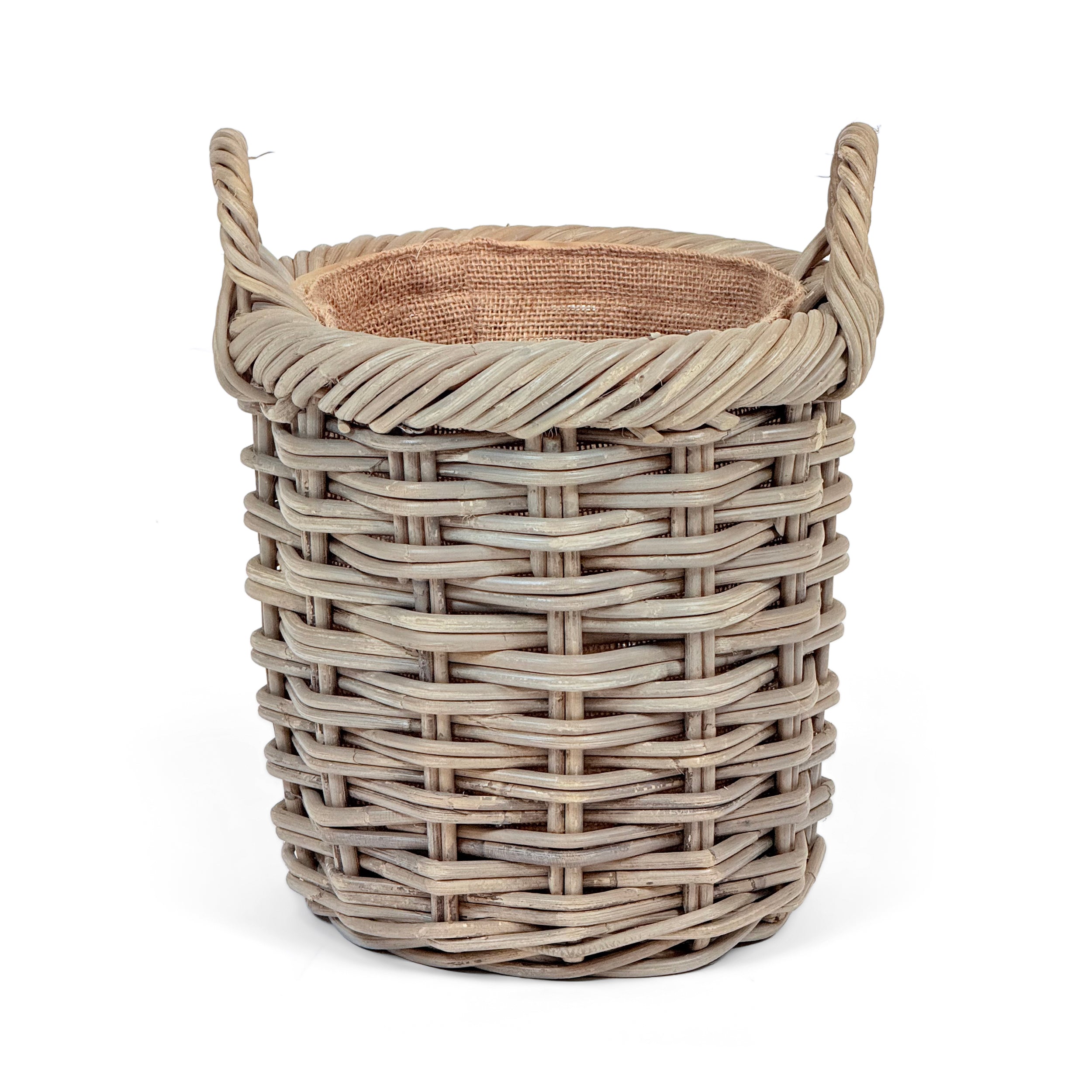 Double Weave Rattan Round Log Basket | Small
