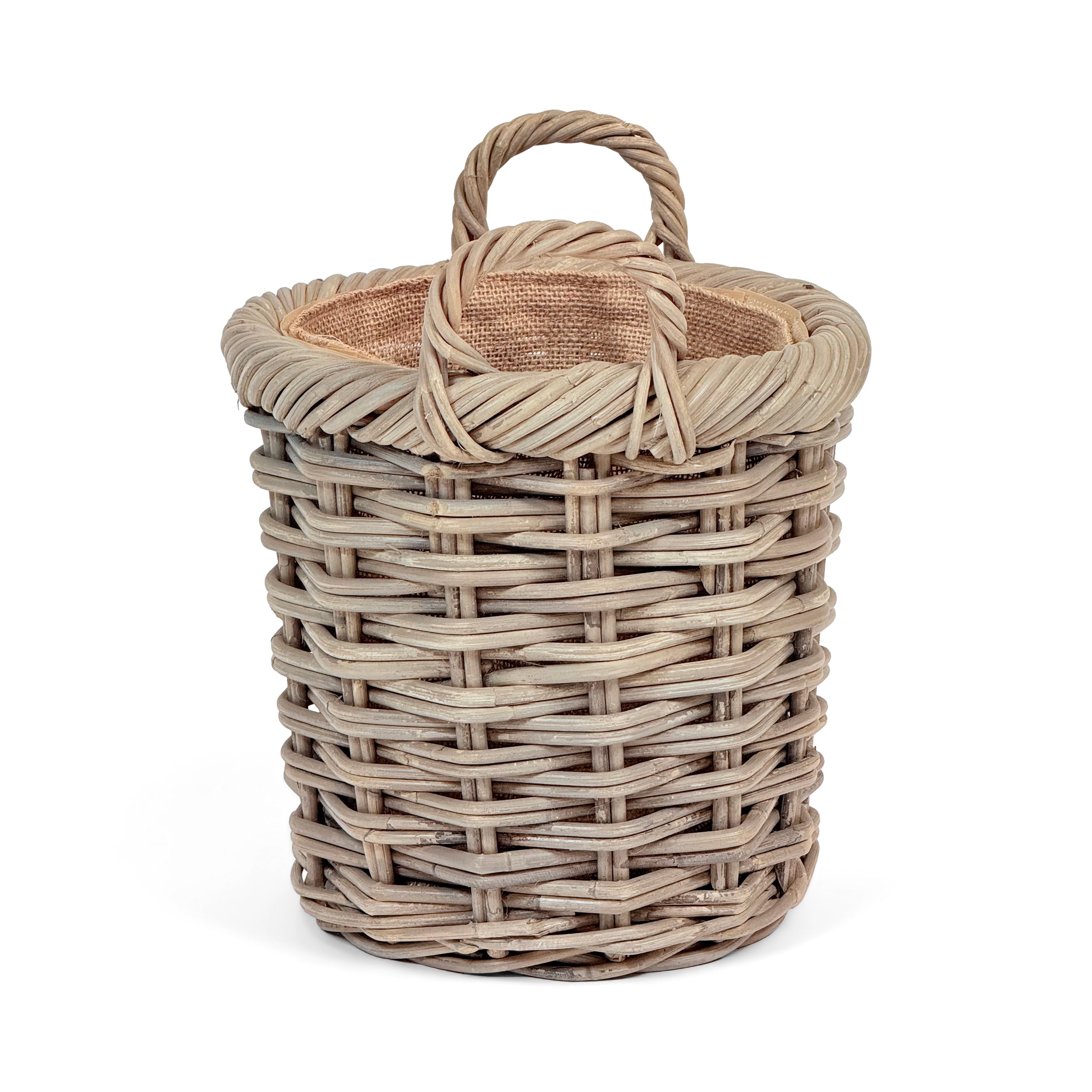 Double Weave Rattan Round Log Basket | Small