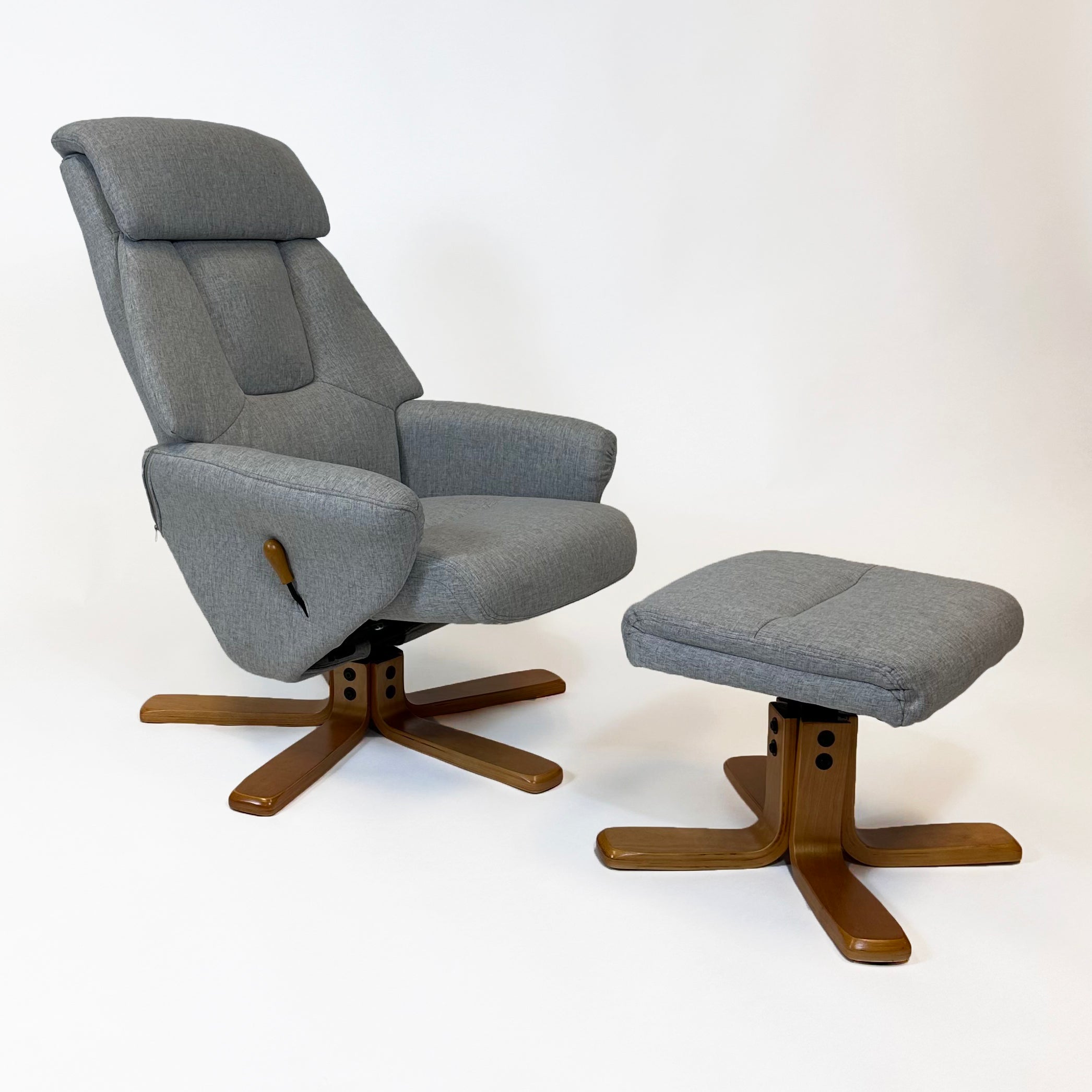 Florida Swivel Recliner & Footstool | Light Grey