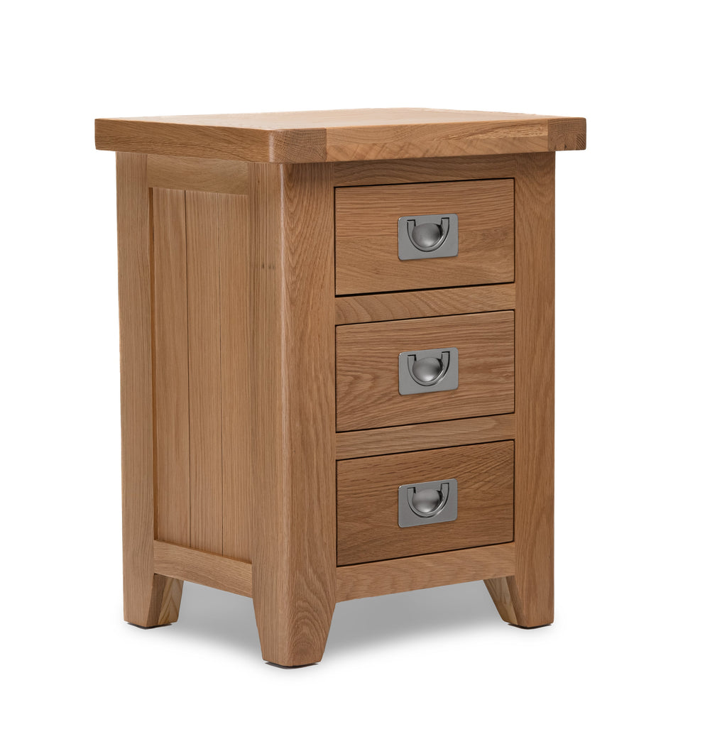 Gloucester Oak 3 Drawer Bedside Table