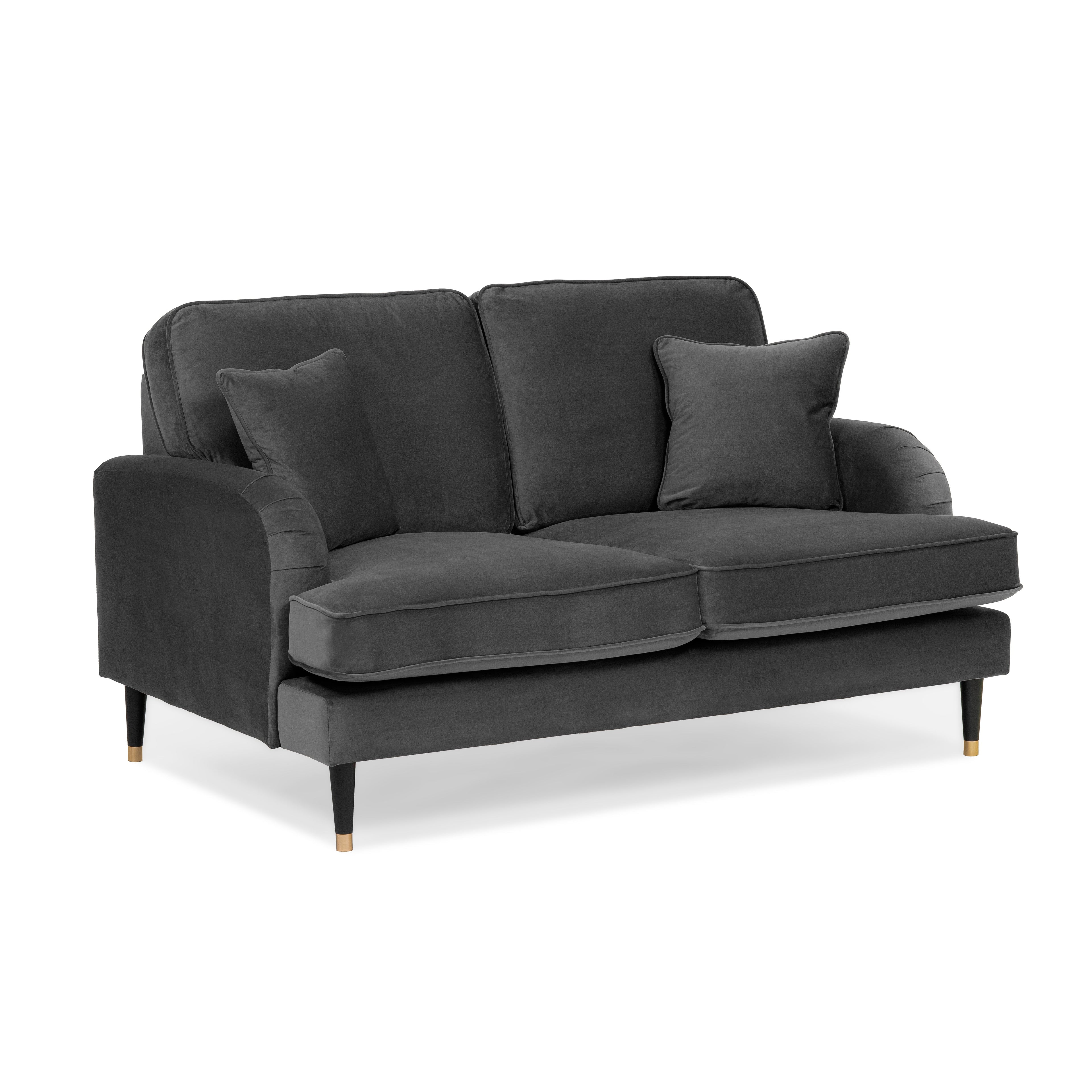 Grange Velvet Charcoal Grey 2 Seater Sofa