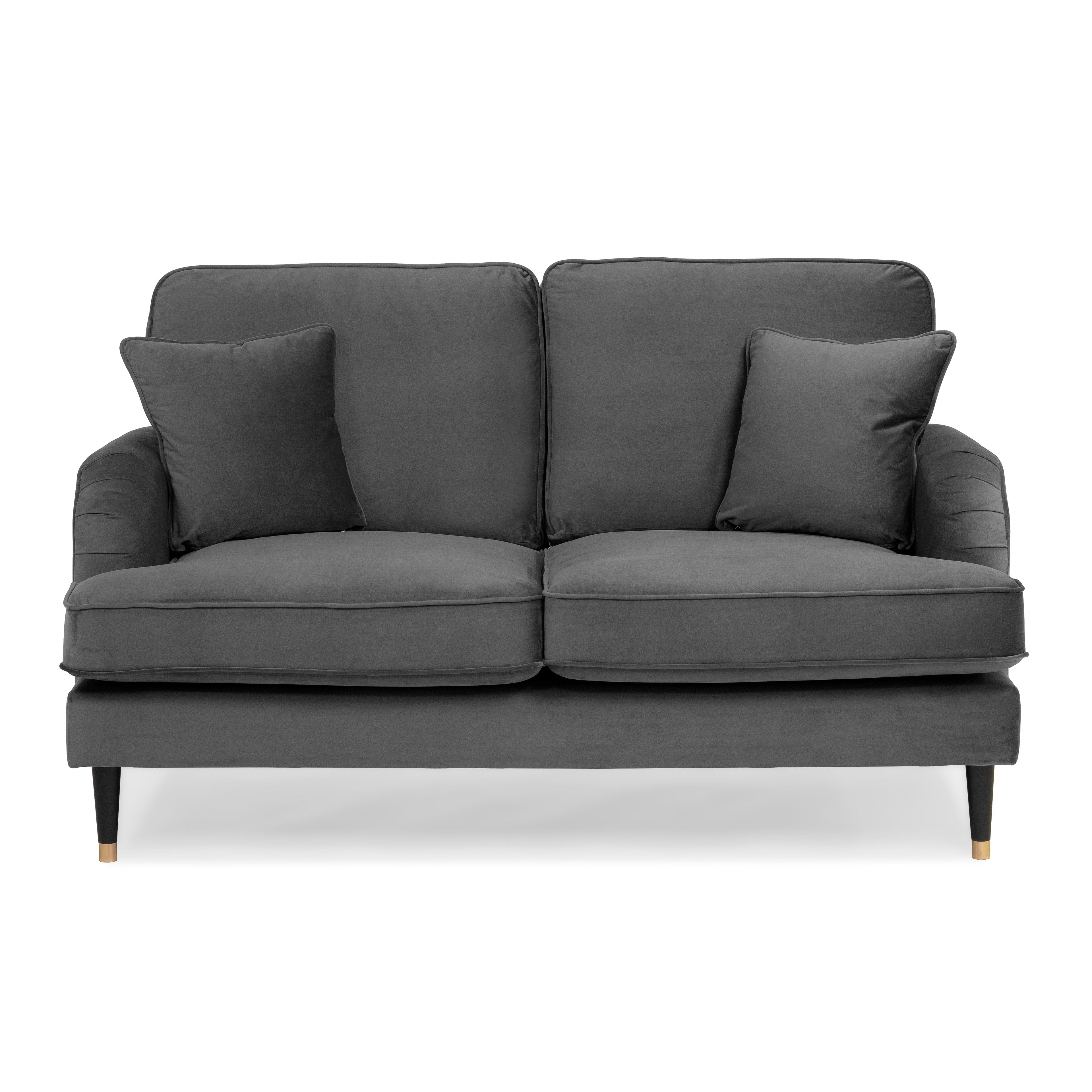 Grange Velvet Charcoal Grey 2 Seater Sofa