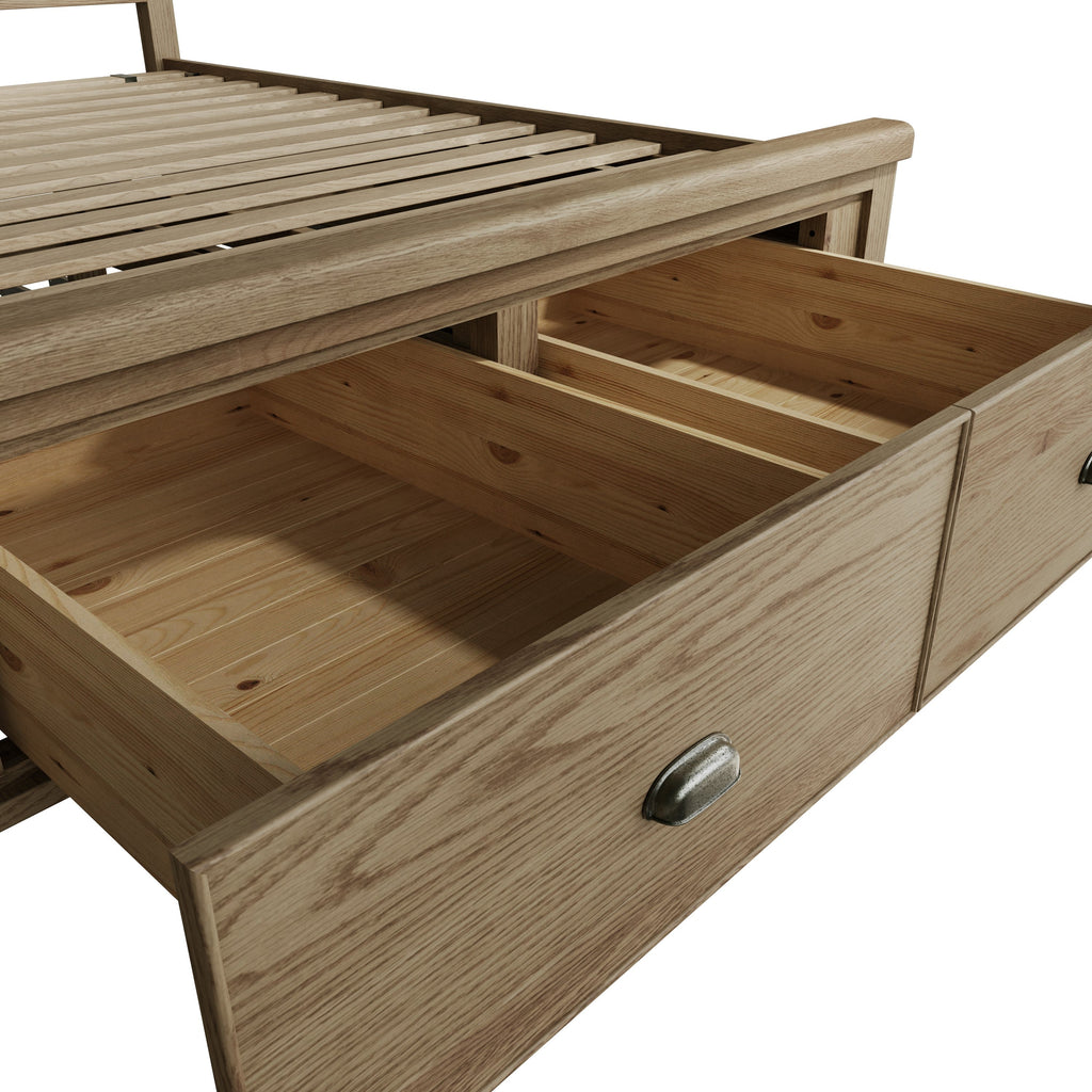 Hove Smoked Oak 5ft Kingsize Bed with Drawer Footboard