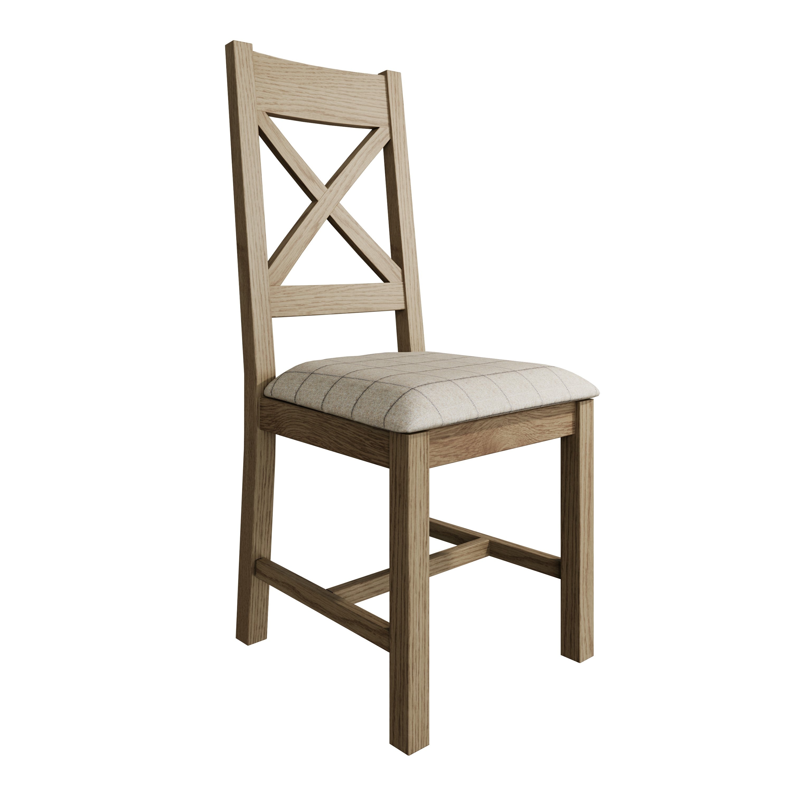 Hove Smoked Oak Cross Back Dining Chair With Natural Check Seat