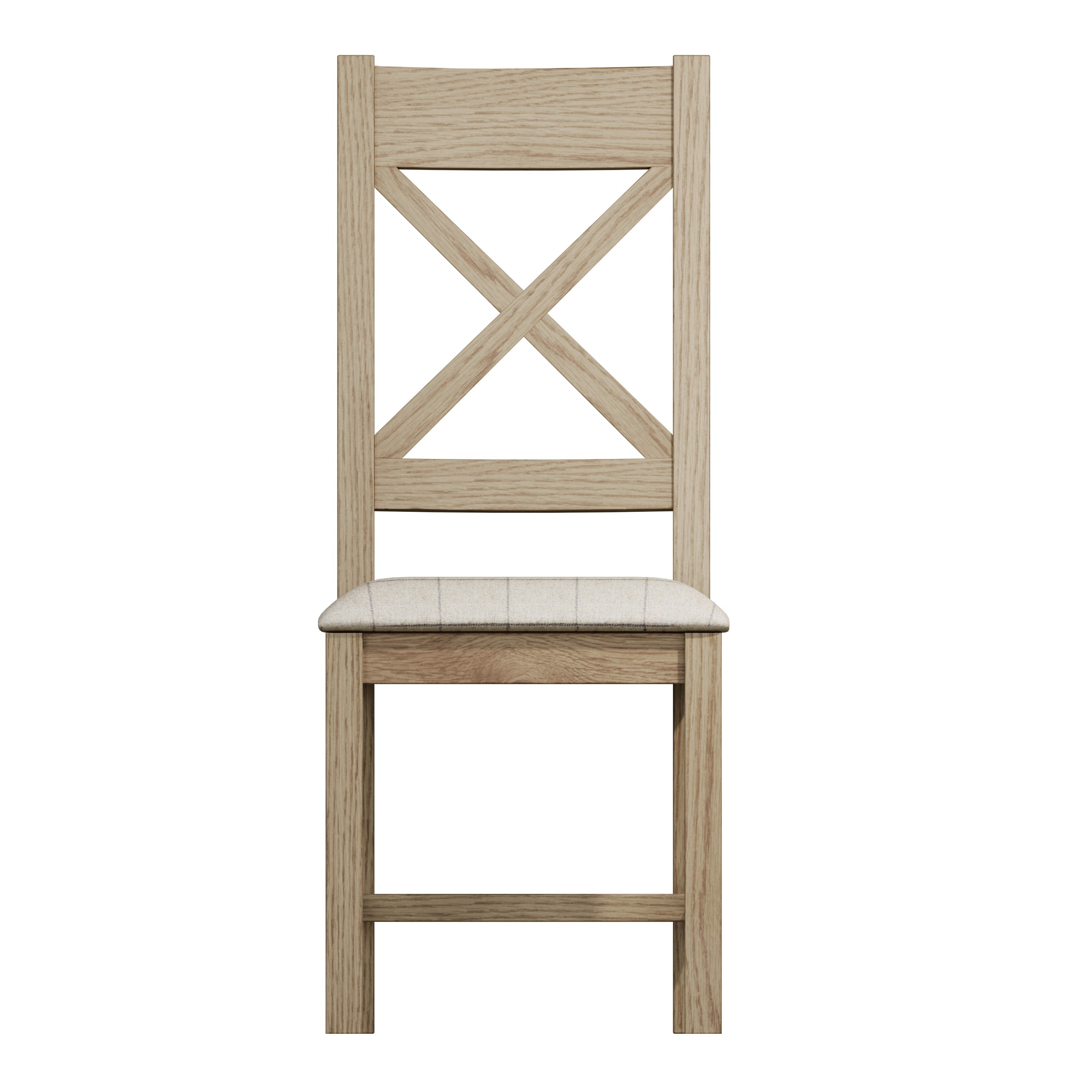 Hove Smoked Oak Cross Back Dining Chair With Natural Check Seat