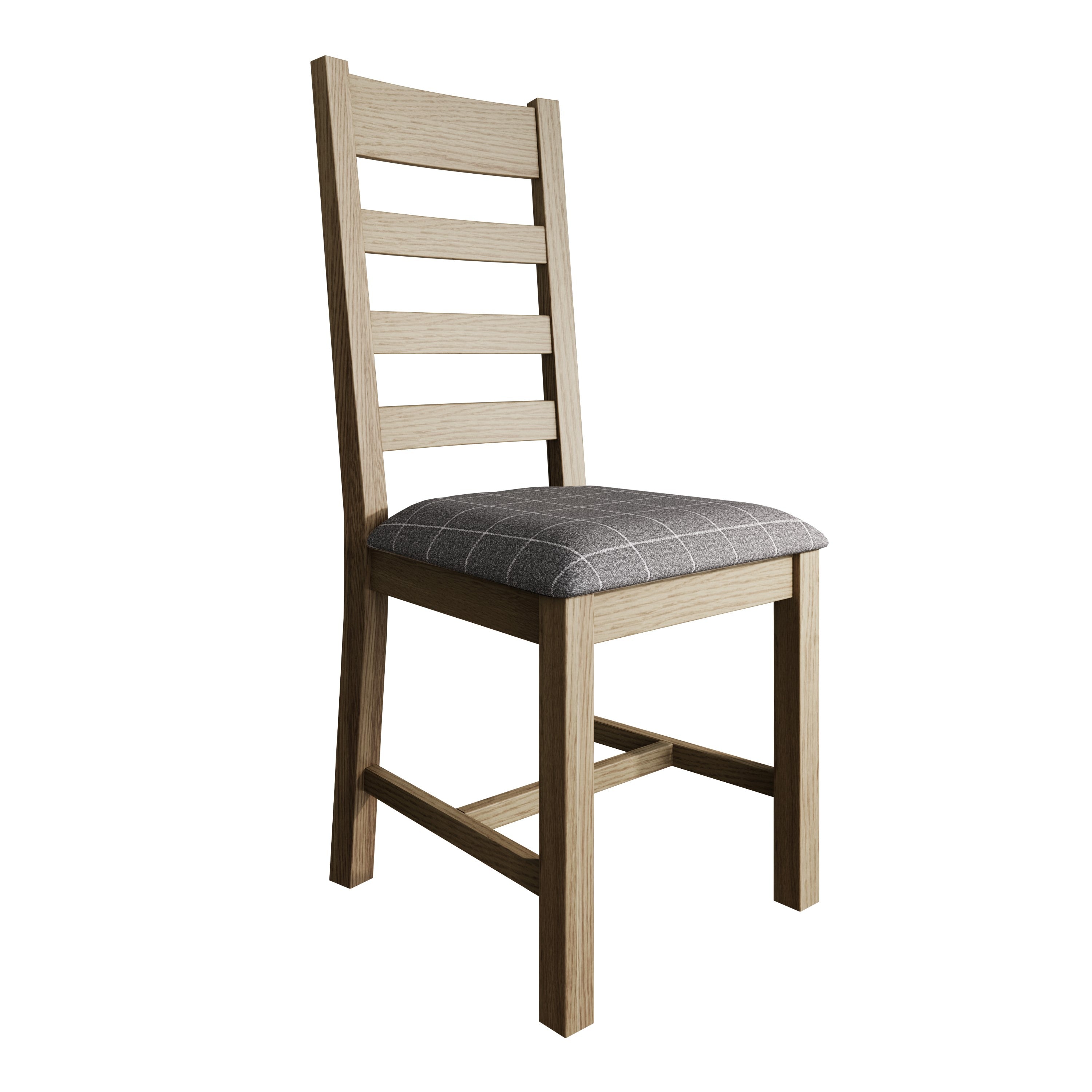 Hove Smoked Oak Ladder Back Dining Chair With Grey Check Seat