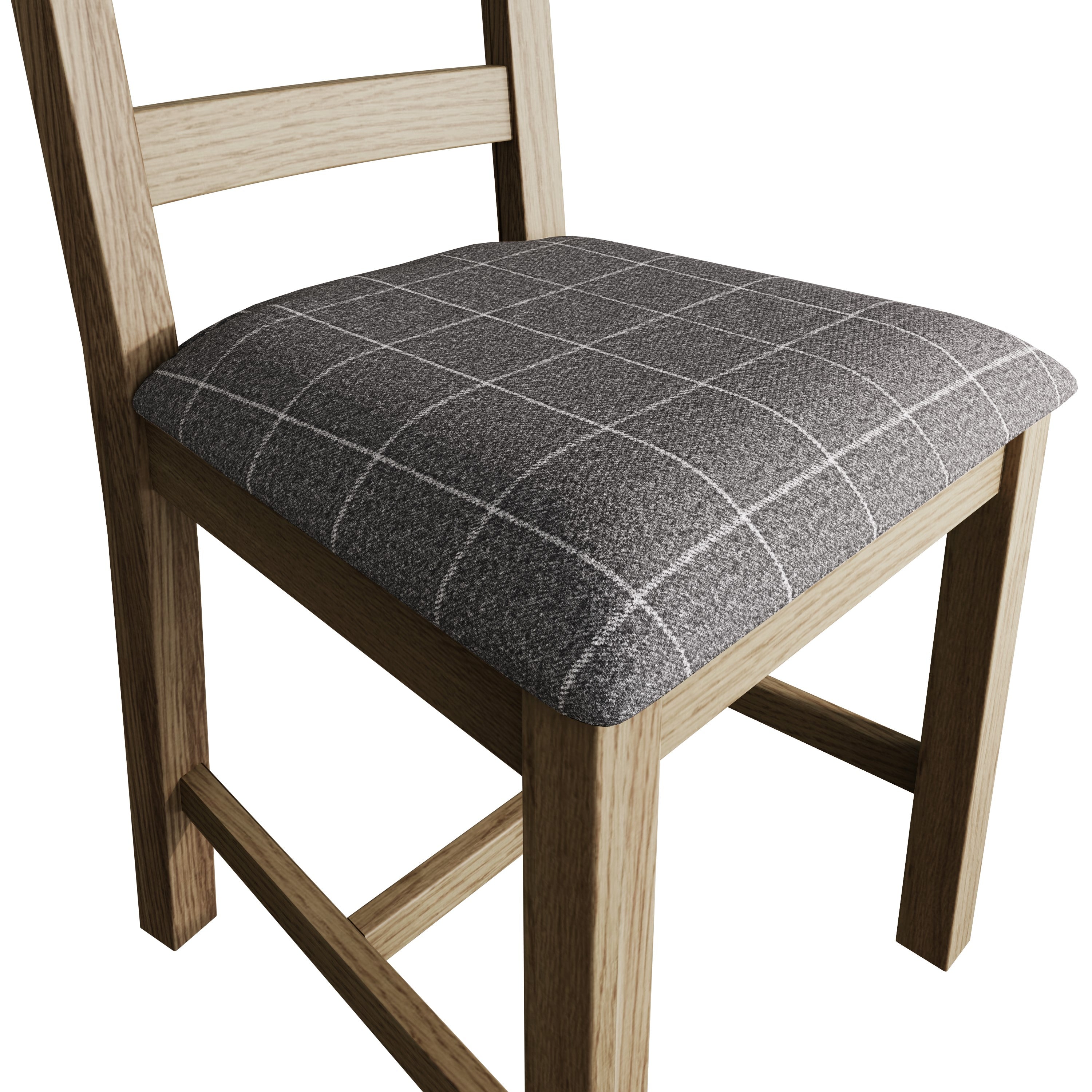 Hove Smoked Oak Ladder Back Dining Chair With Grey Check Seat