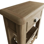 Hove Smoked Oak Telephone Table with Wicker Basket