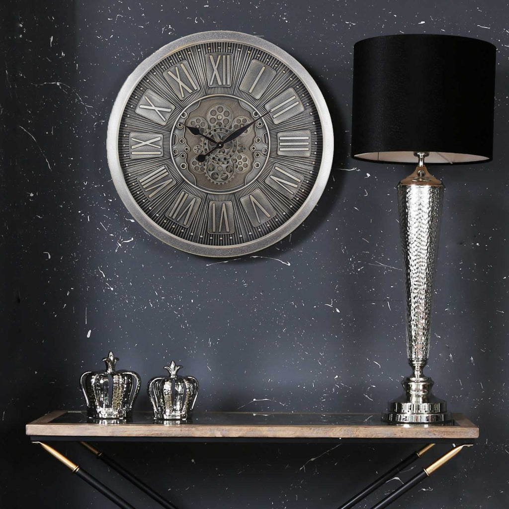 Florence Grey Gear Cog Clock | 80 cm