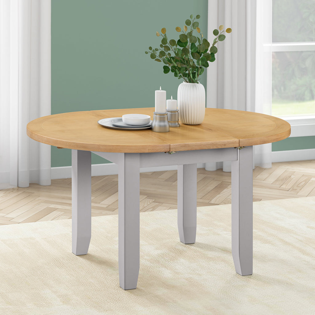 Gloucester Grey Round Extending Dining Table (1.1 m-1.5 m)