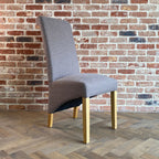 Rhianna Linen Button Back Dining Chair | Stone Brown