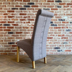 Rhianna Linen Button Back Dining Chair | Stone Brown