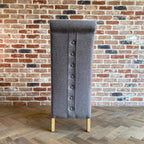 Rhianna Linen Button Back Dining Chair | Stone Brown