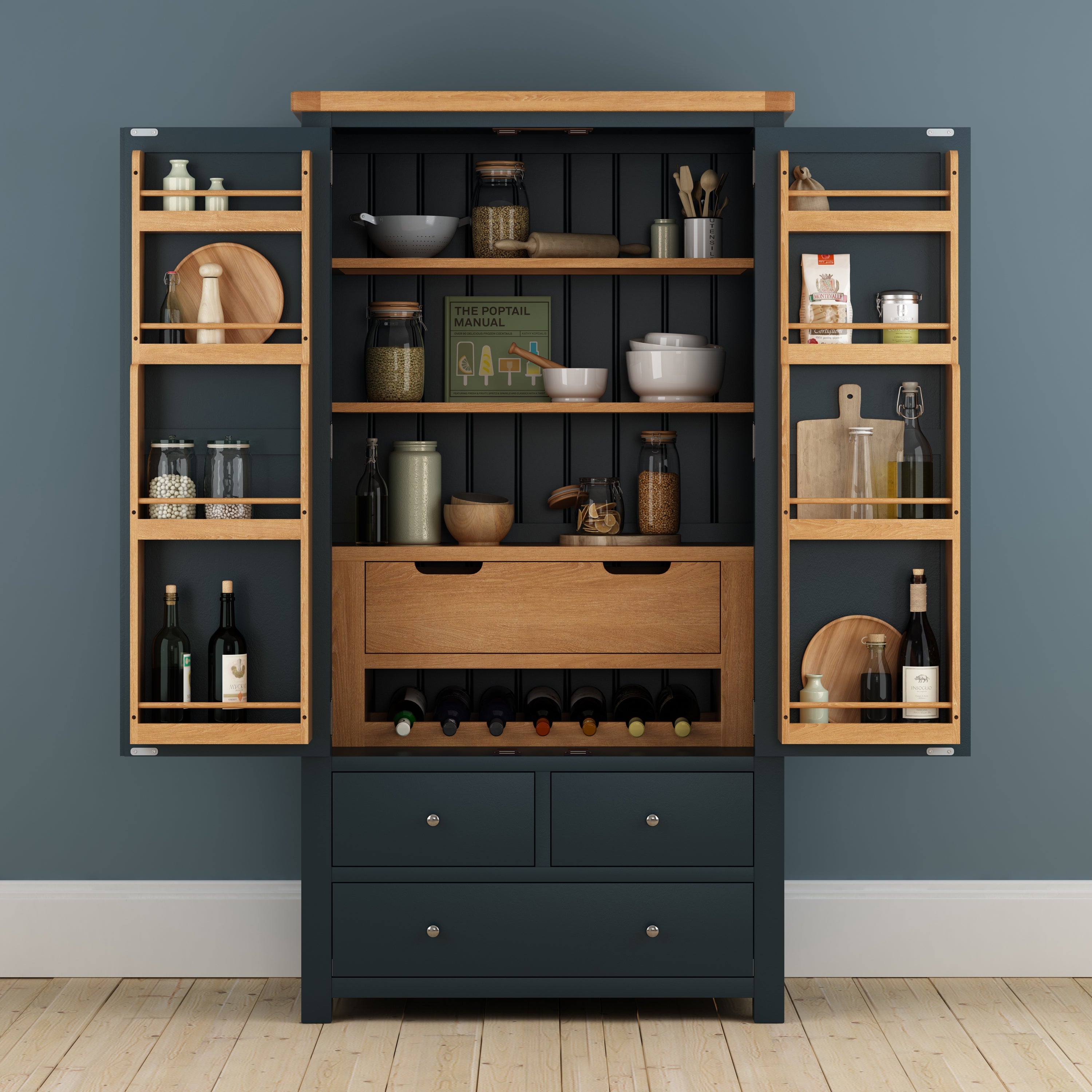 Cambridge Blue Painted Oak Larder Unit