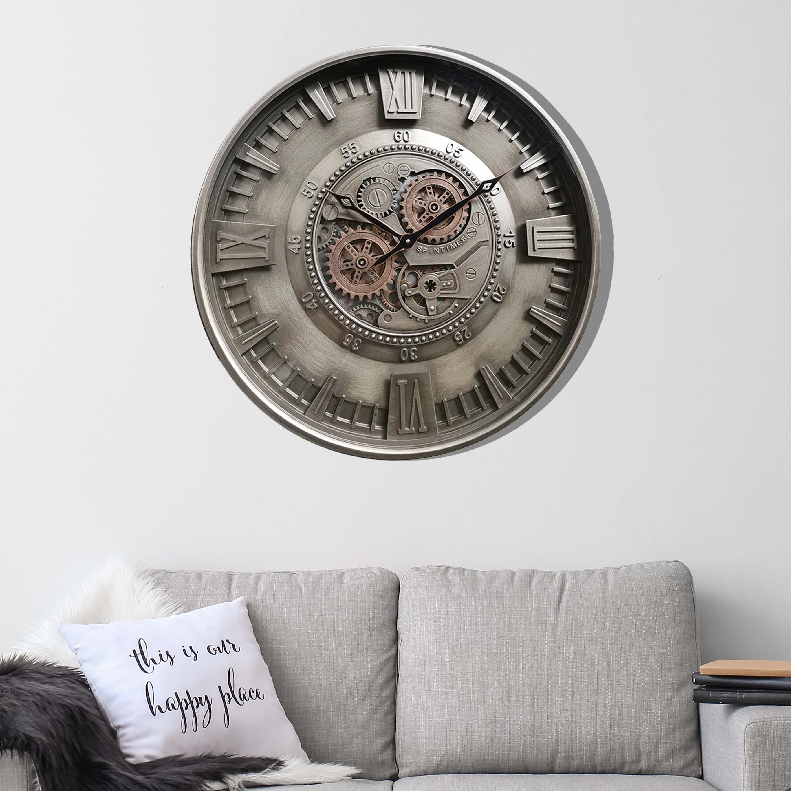 Vintage Silver Cog Clock | 59 cm