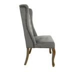 Lucy Velvet Winged Buttoned Dining Chair | Light Grey