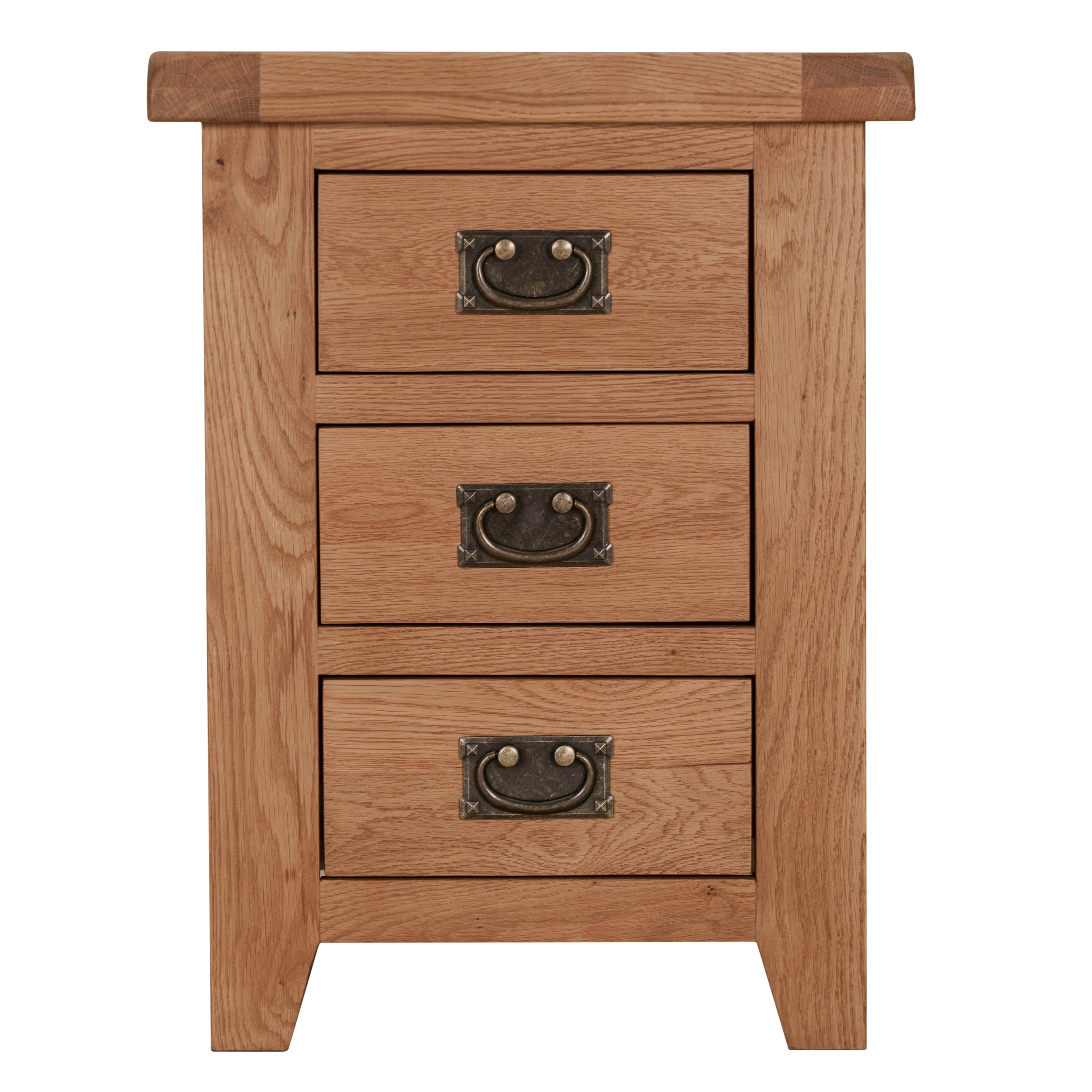 Cambridge Oak 3 Drawer Bedside