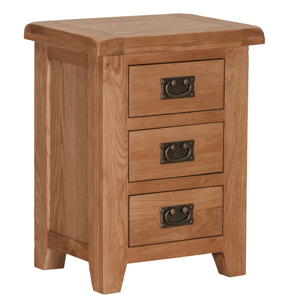 Cambridge Oak 3 Drawer Bedside