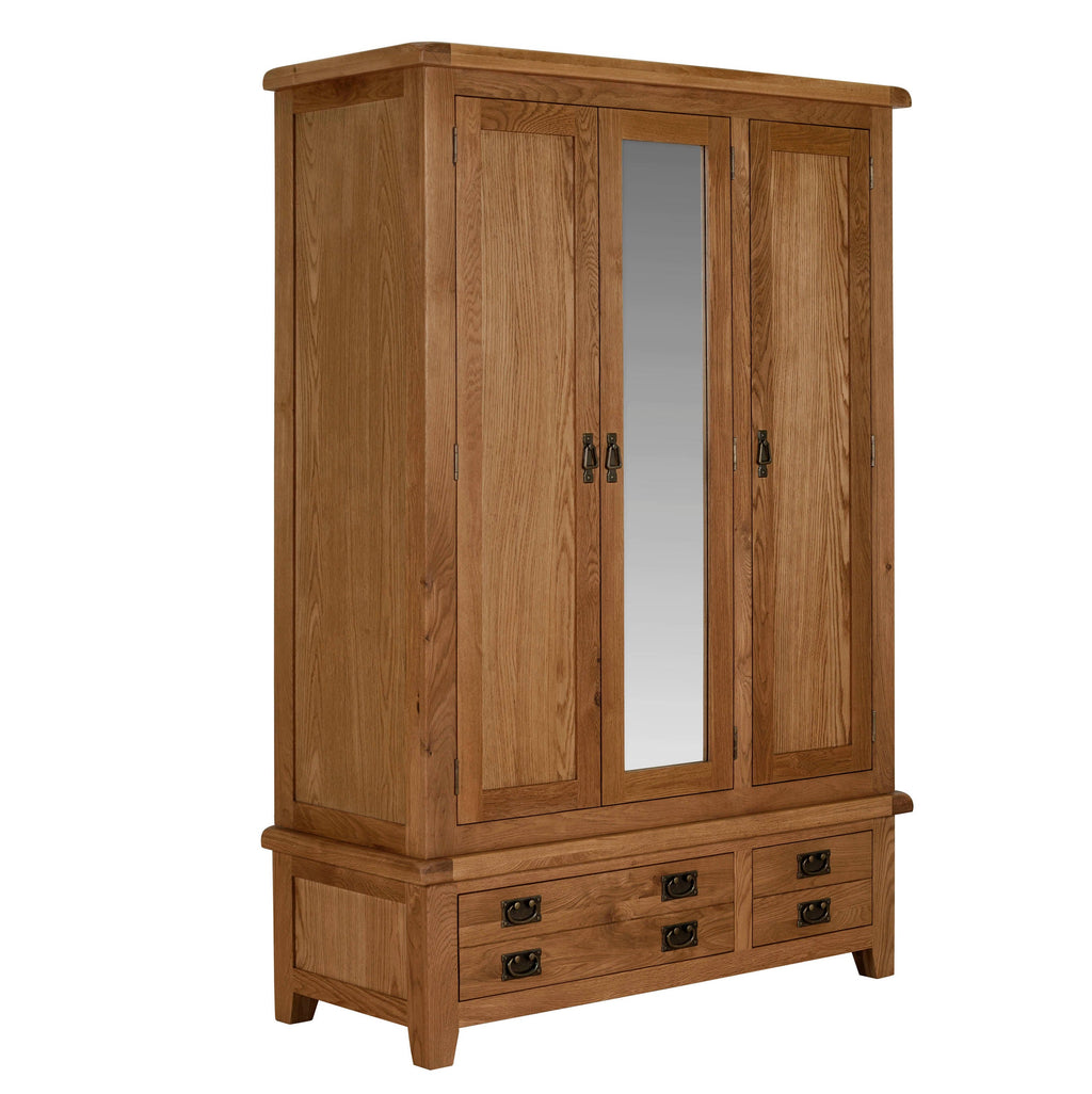 Cambridge Oak 3 Door 2 Drawer Wardrobe