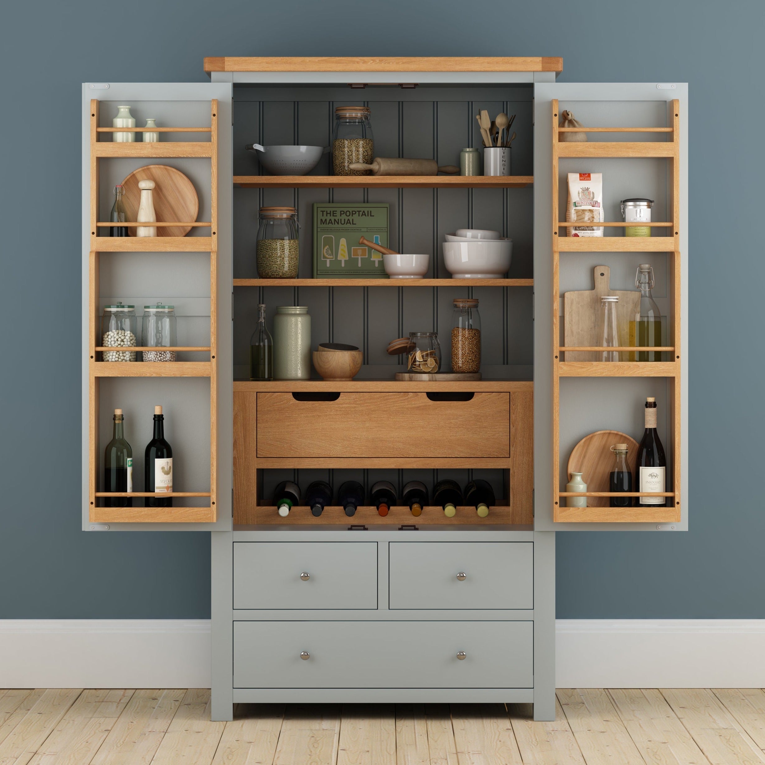 Cambridge Grey Painted Oak Larder Unit