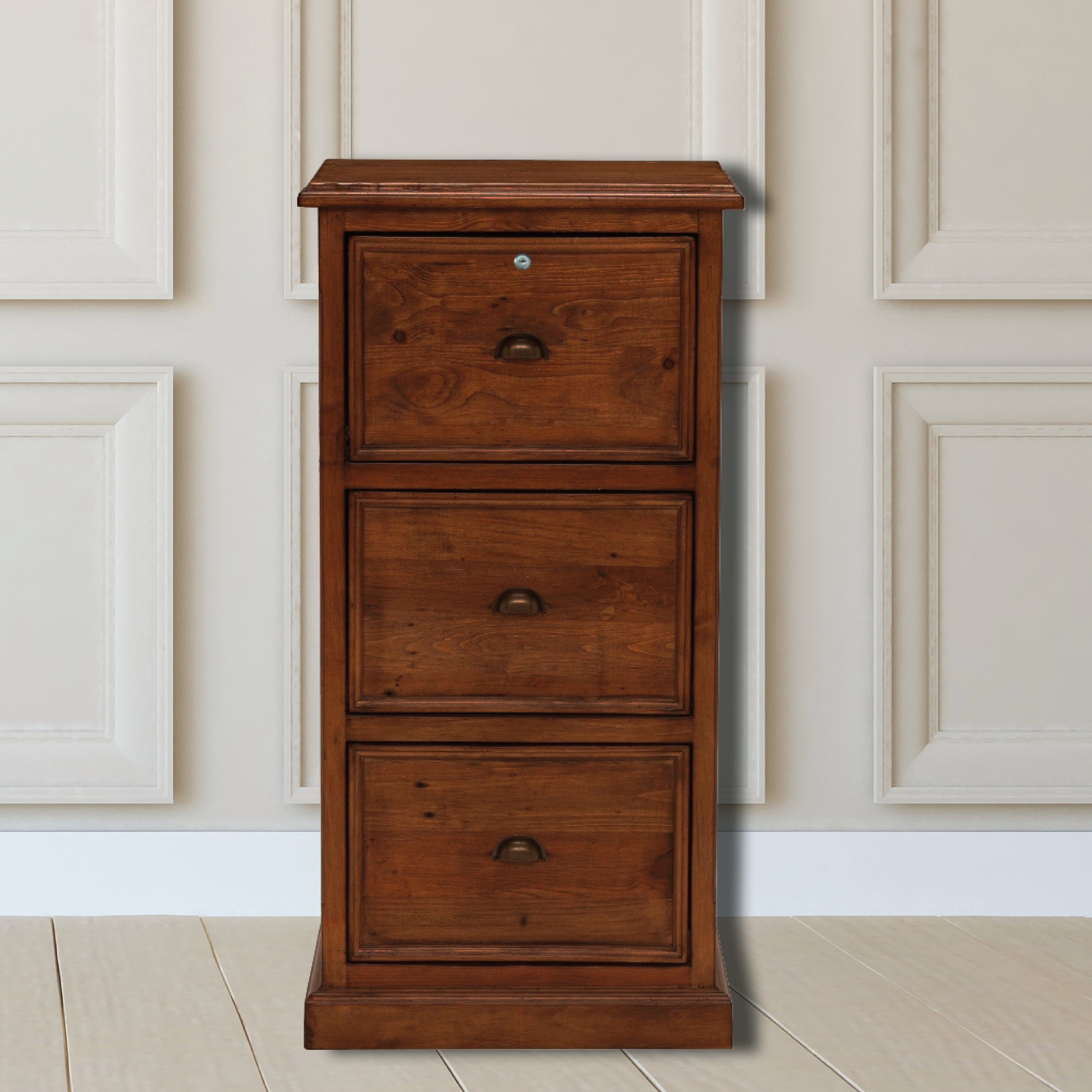 Oxford Antique Pine 3 Drawer Filing Cabinet