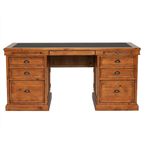 Oxford Light Pine Large Double Pedestal Desk