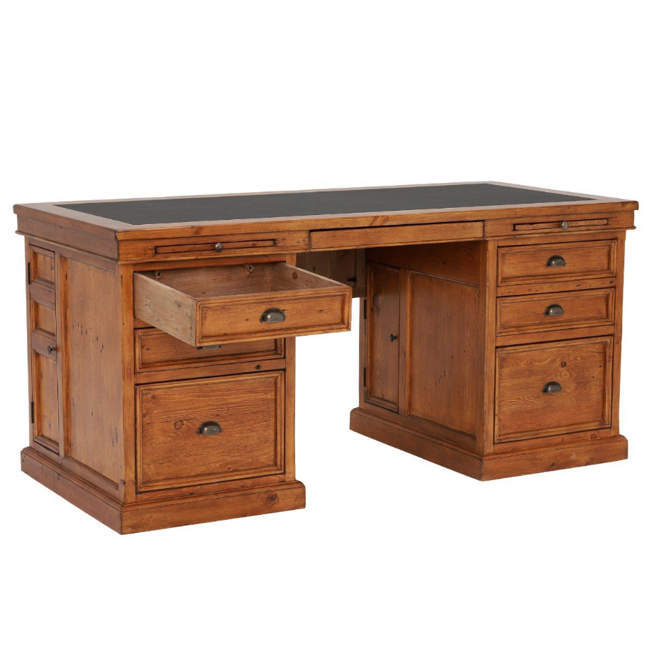 Oxford Light Pine Large Double Pedestal Desk