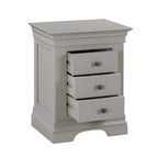 Chantilly Pebble Grey 3 Drawer Bedside Table