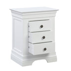 Chantilly Warm White 3 Drawer Bedside Table