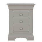 Chantilly Pebble Grey 3 Drawer Bedside Table
