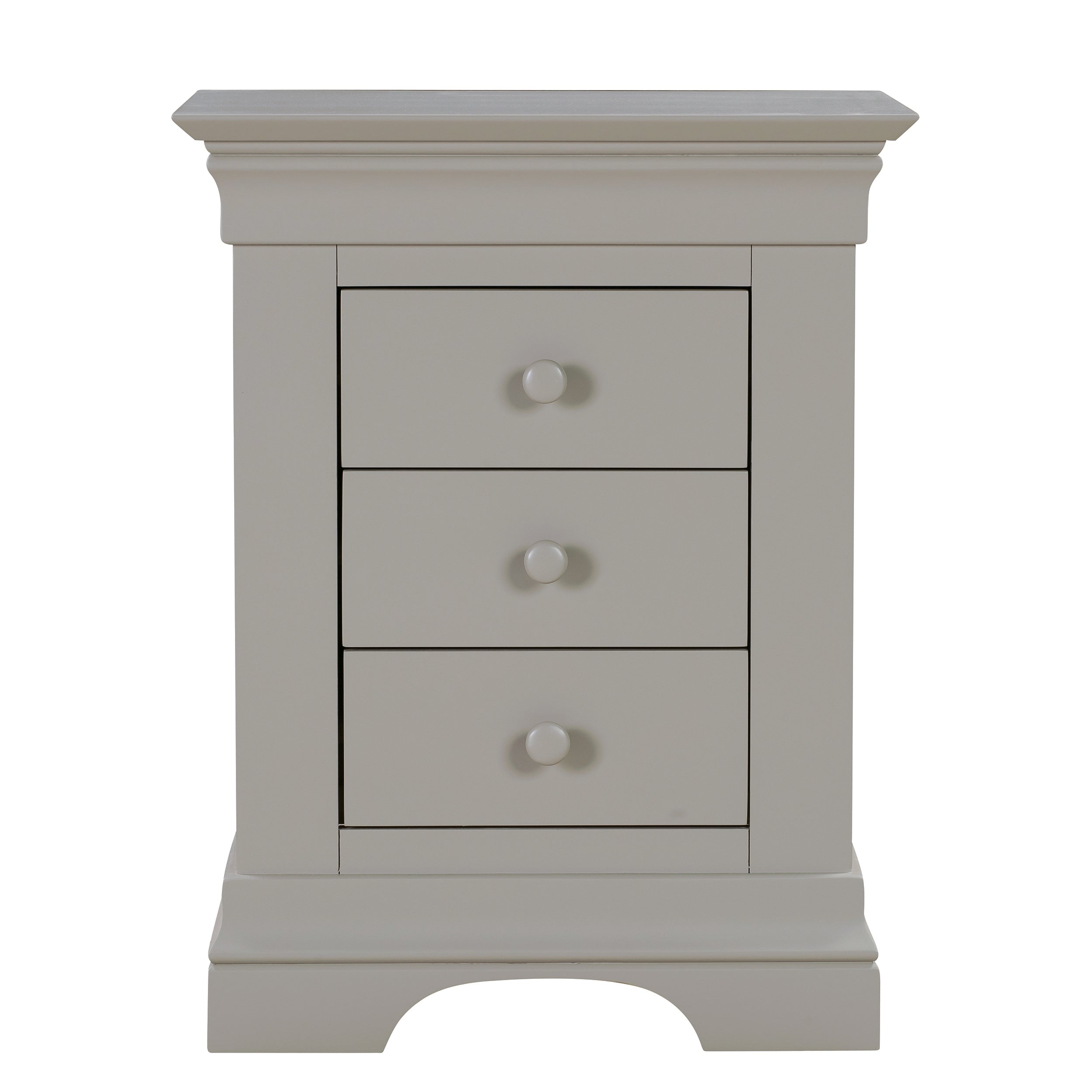 Chantilly Pebble Grey 3 Drawer Bedside Table