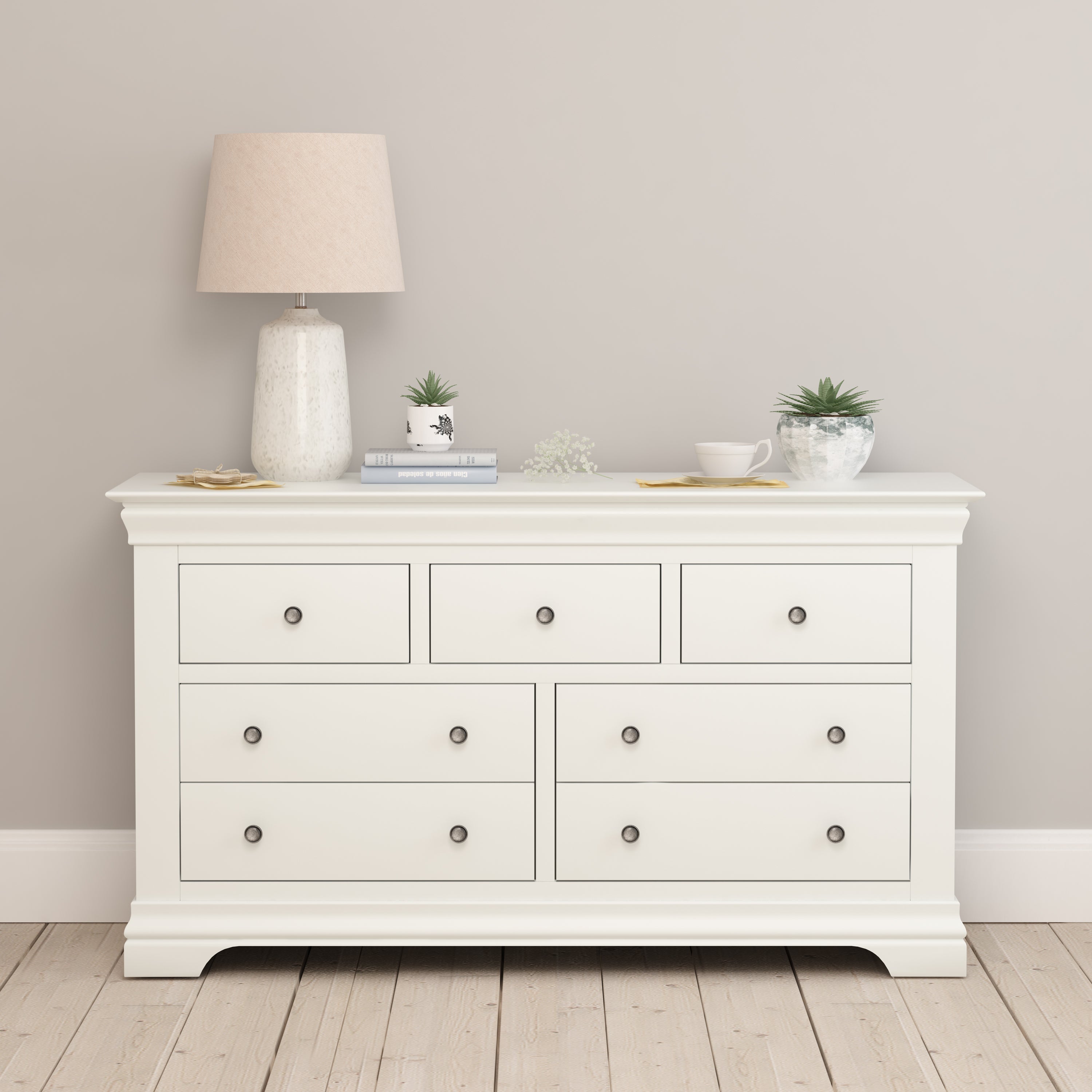 Chantilly Warm White 3 Over 4 Chest Of Drawers