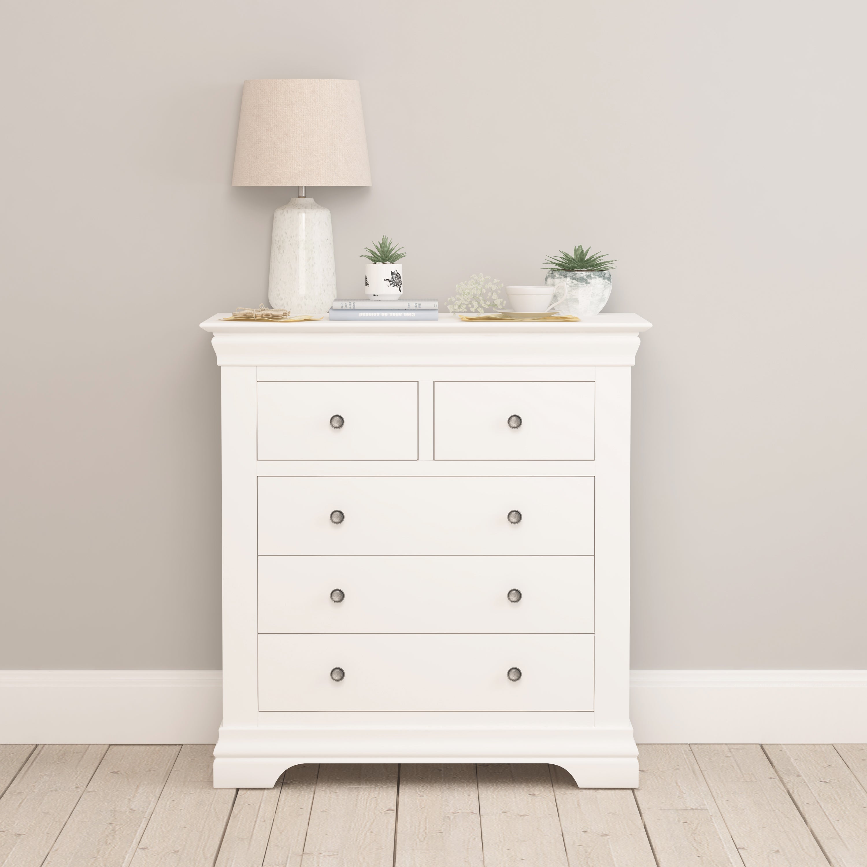 Chantilly Warm White 2 Over 3 Chest Of Drawers