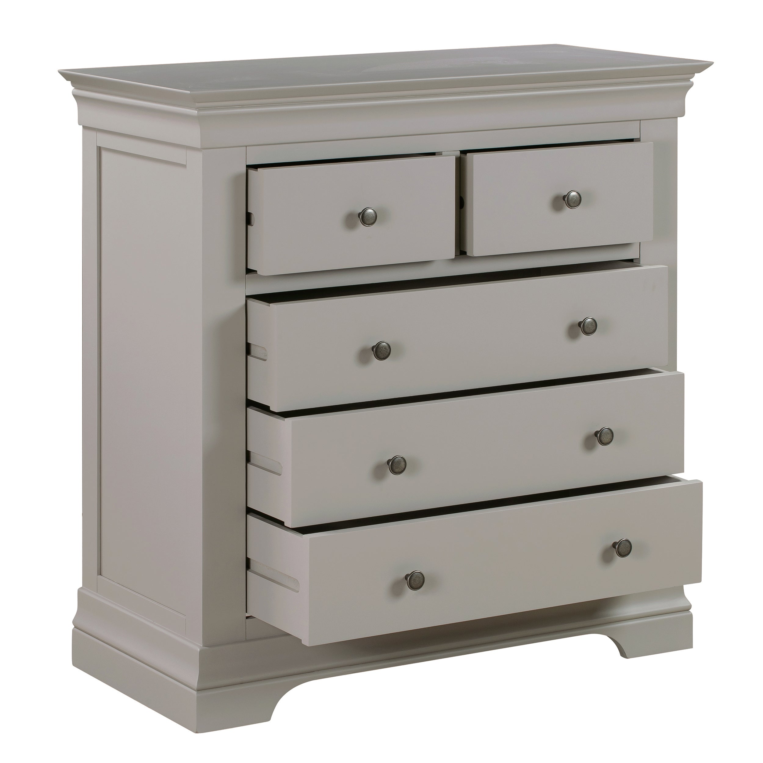 Chantilly Pebble Grey 2 Over 3 Chest Of Drawers