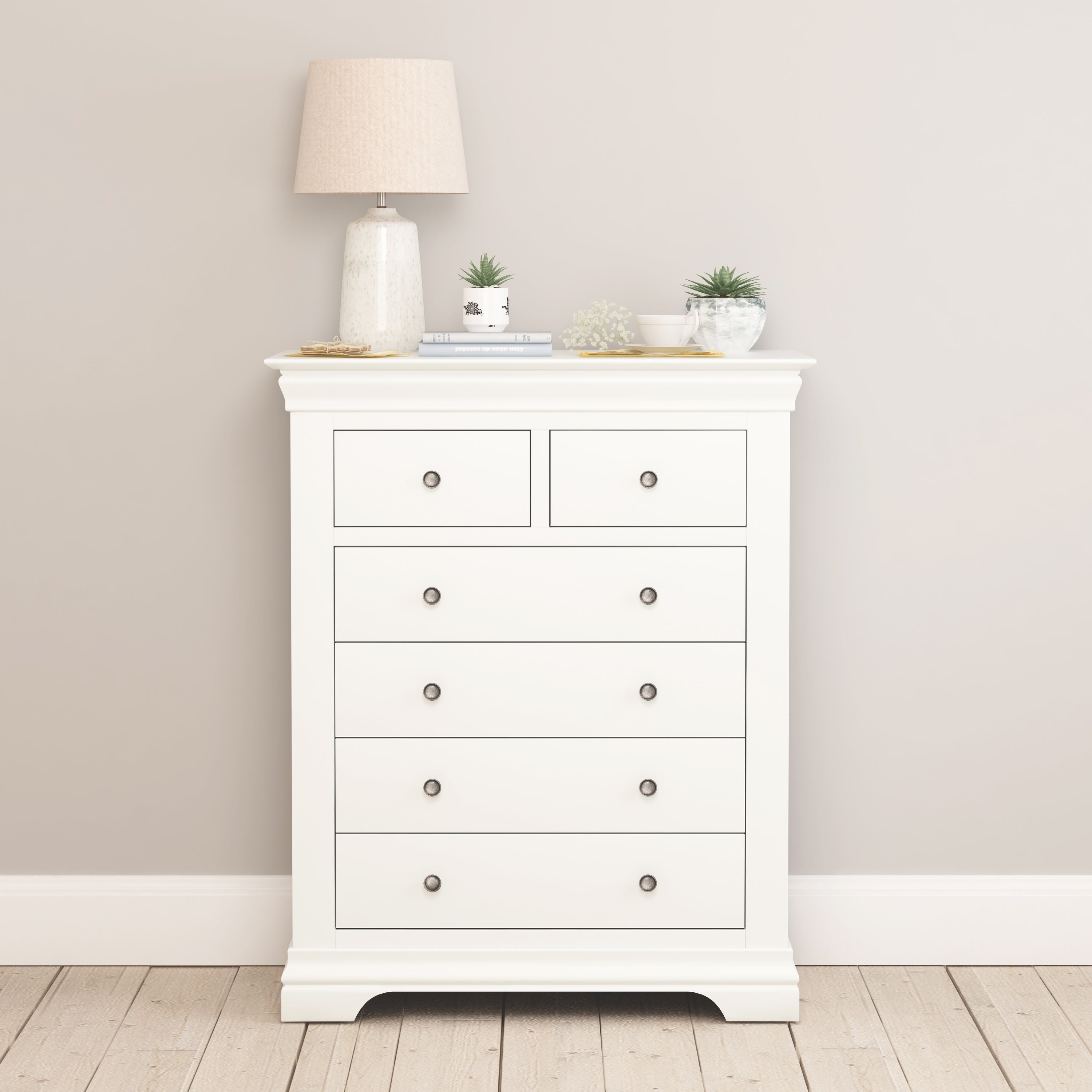 Chantilly Warm White 2 Over 4 Chest Of Drawers