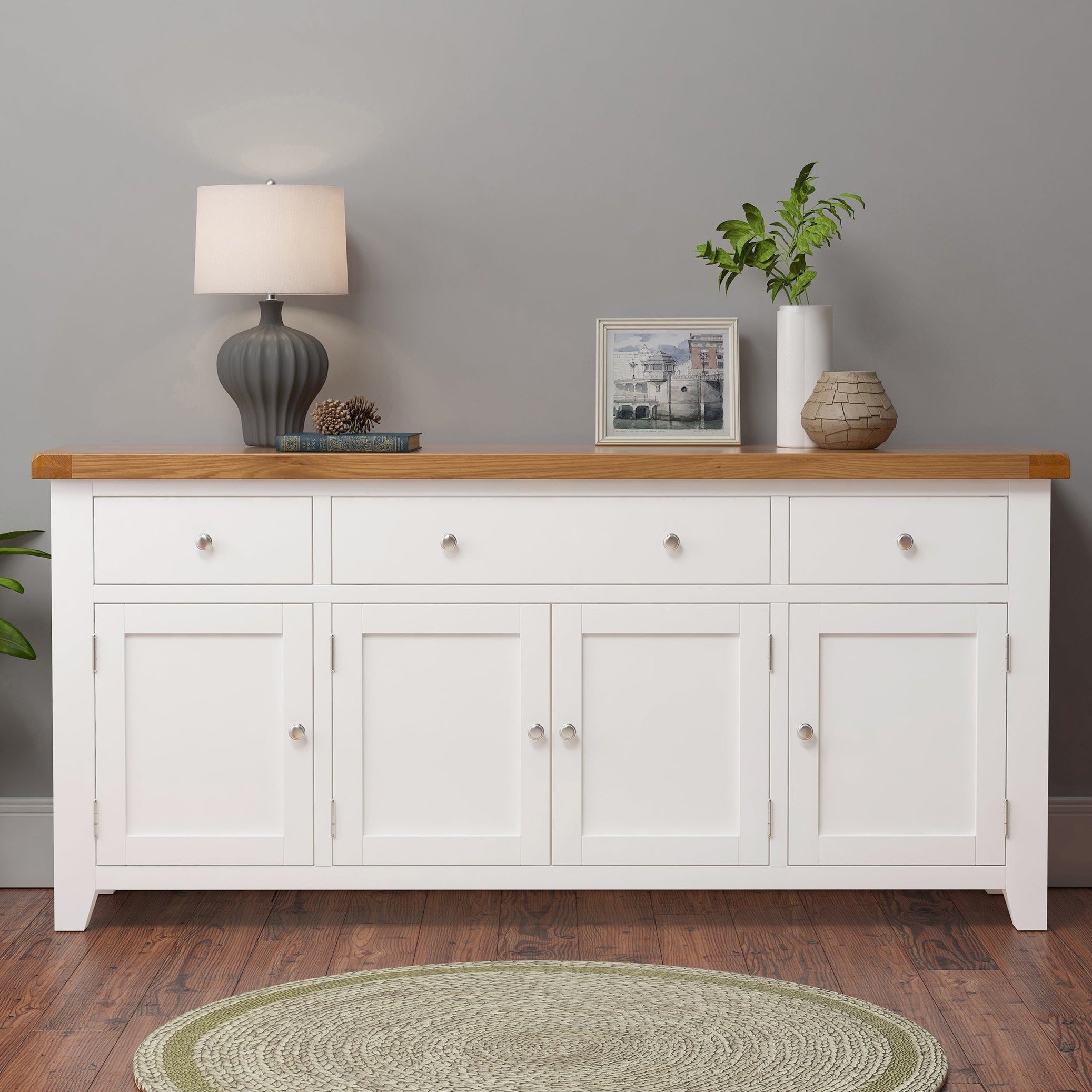 Cambridge Classic Cream Painted Oak 4 Door 3 Drawer Sideboard