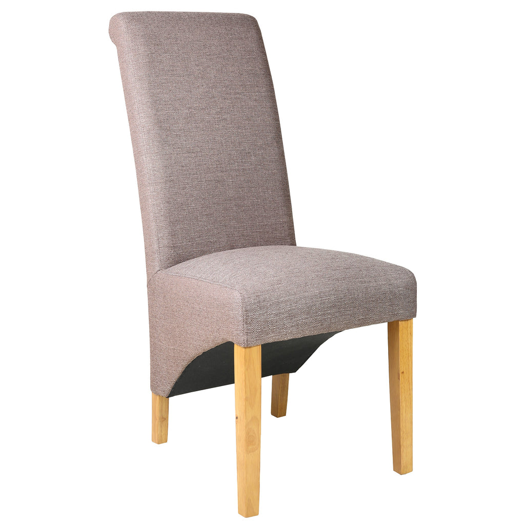 Rhianna Linen Button Back Dining Chair | Stone Brown