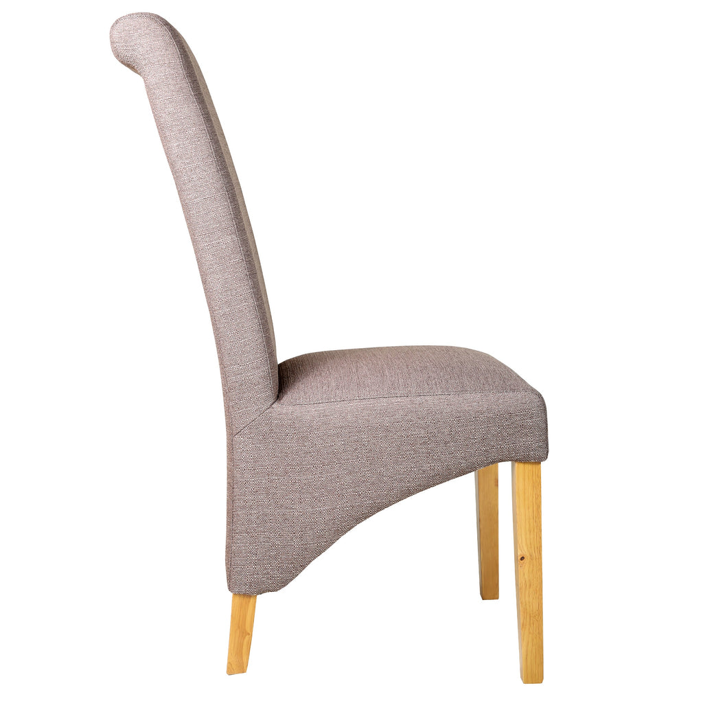 Rhianna Linen Button Back Dining Chair | Stone Brown