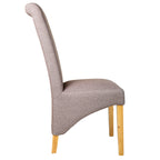 Rhianna Linen Button Back Dining Chair | Stone Brown