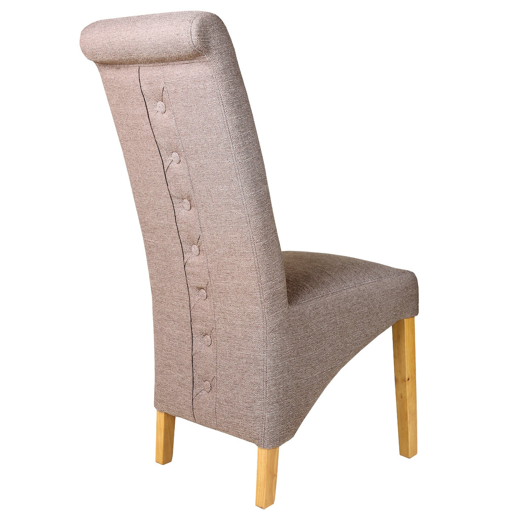 Rhianna Linen Button Back Dining Chair | Stone Brown