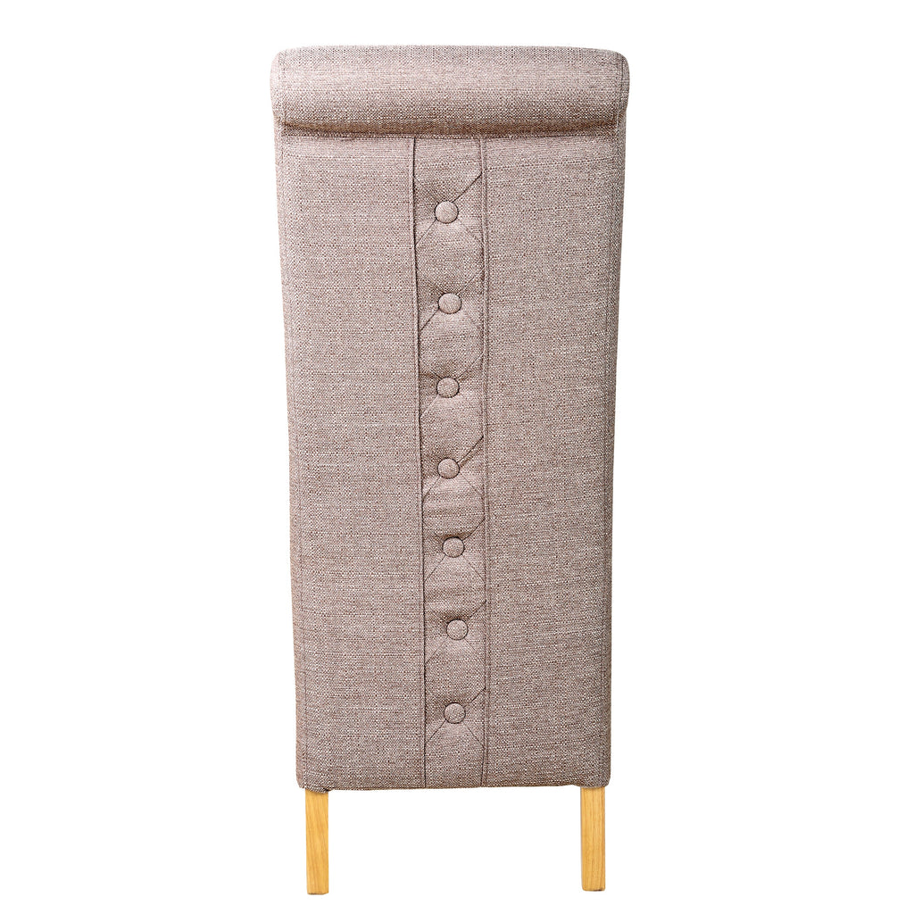 Rhianna Linen Button Back Dining Chair | Stone Brown