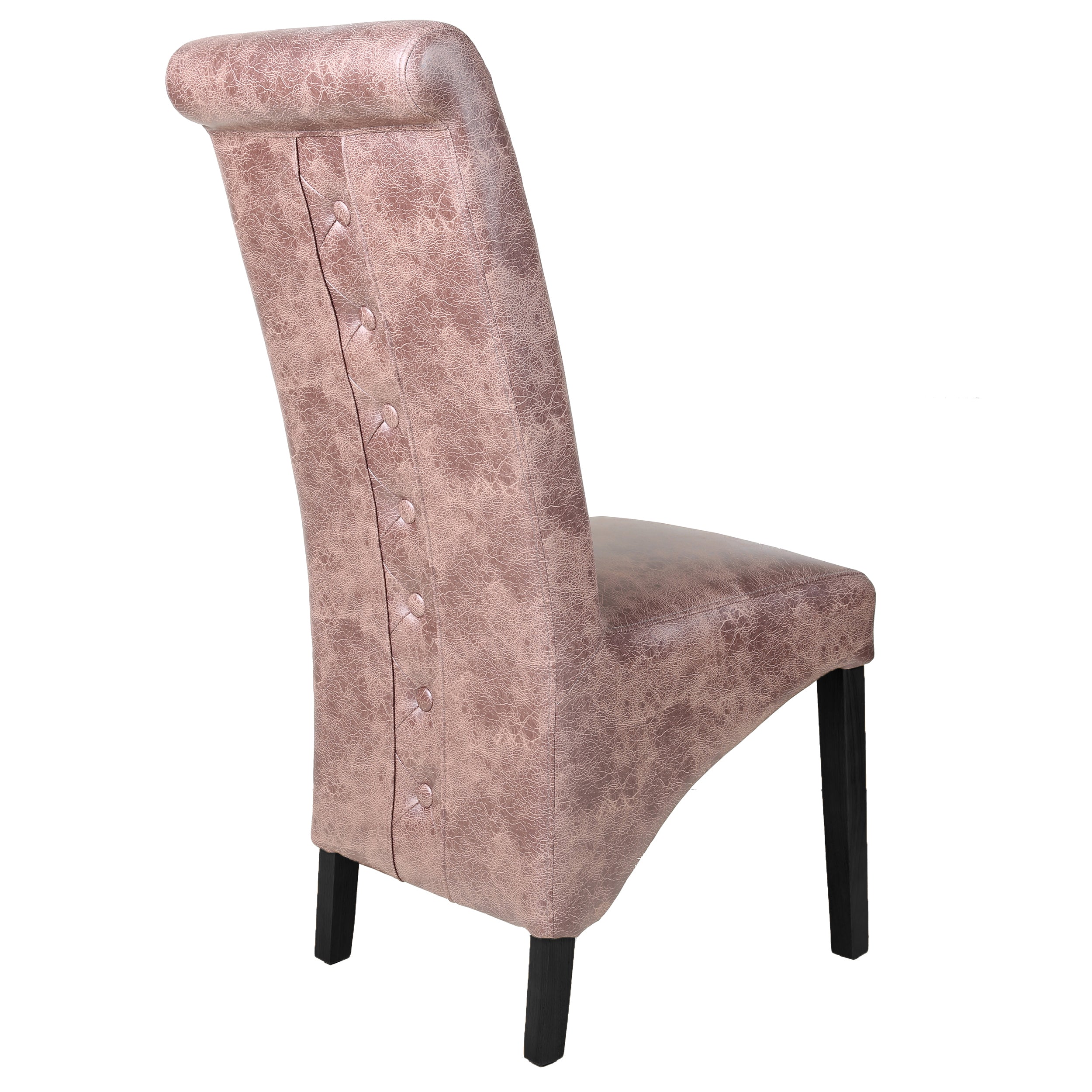 Rhianna Faux Leather Button Back Dining Chair | Vintage Brown